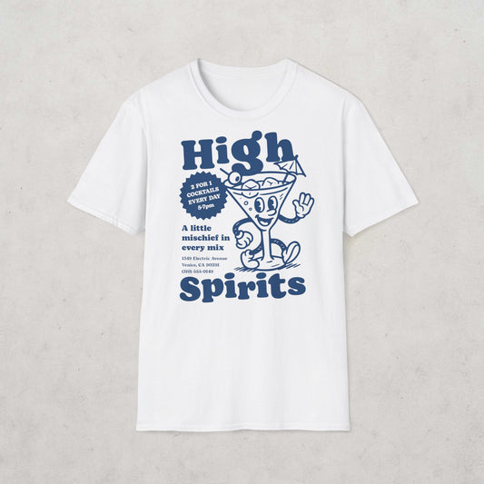 High Spirits Cocktail Cartoon T-Shirt