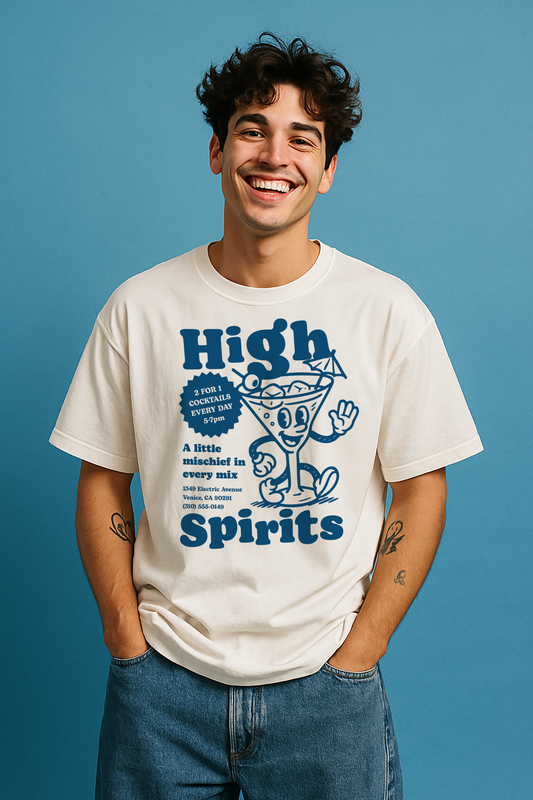 High Spirits Cocktail Cartoon T-Shirt