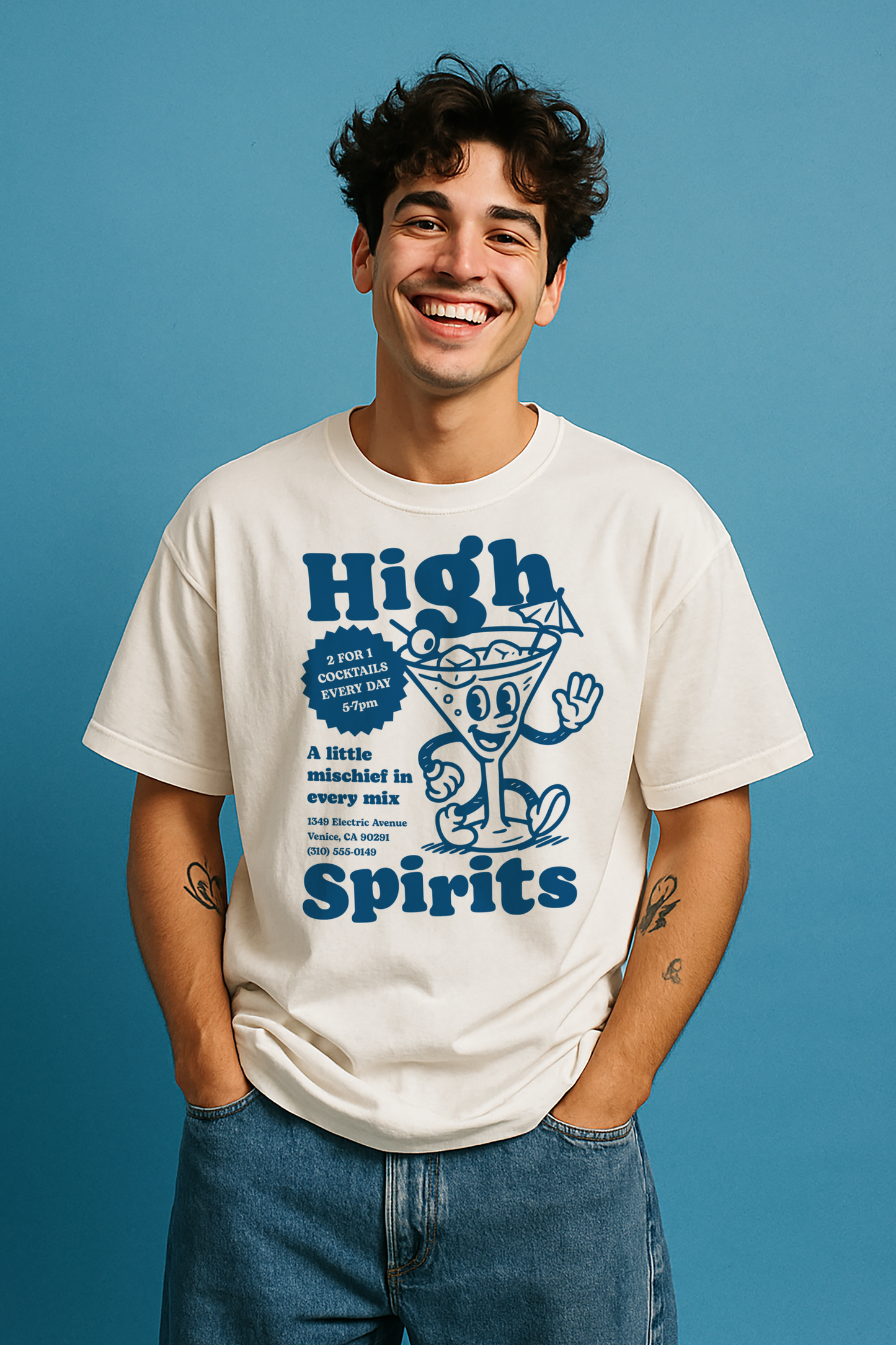 High Spirits Cocktail Cartoon T-Shirt