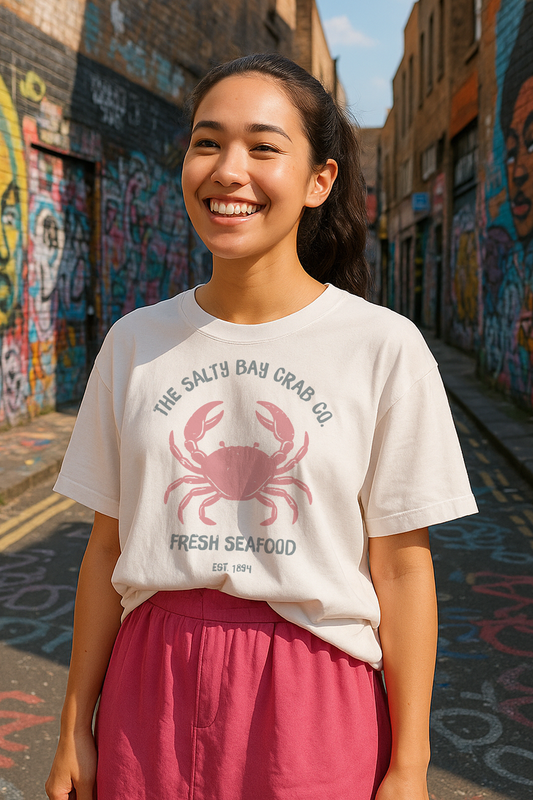 Salty Bay Crab Co. Design 2 T-Shirt in Pink T-Shirt