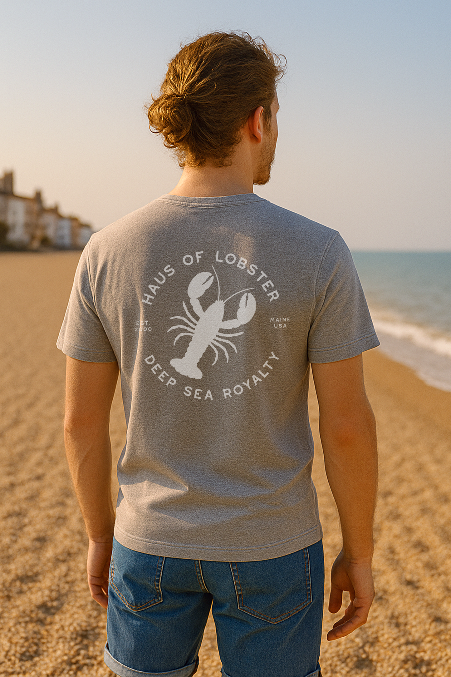 Haus of Lobster T-Shirt in White on Grey (double sided)