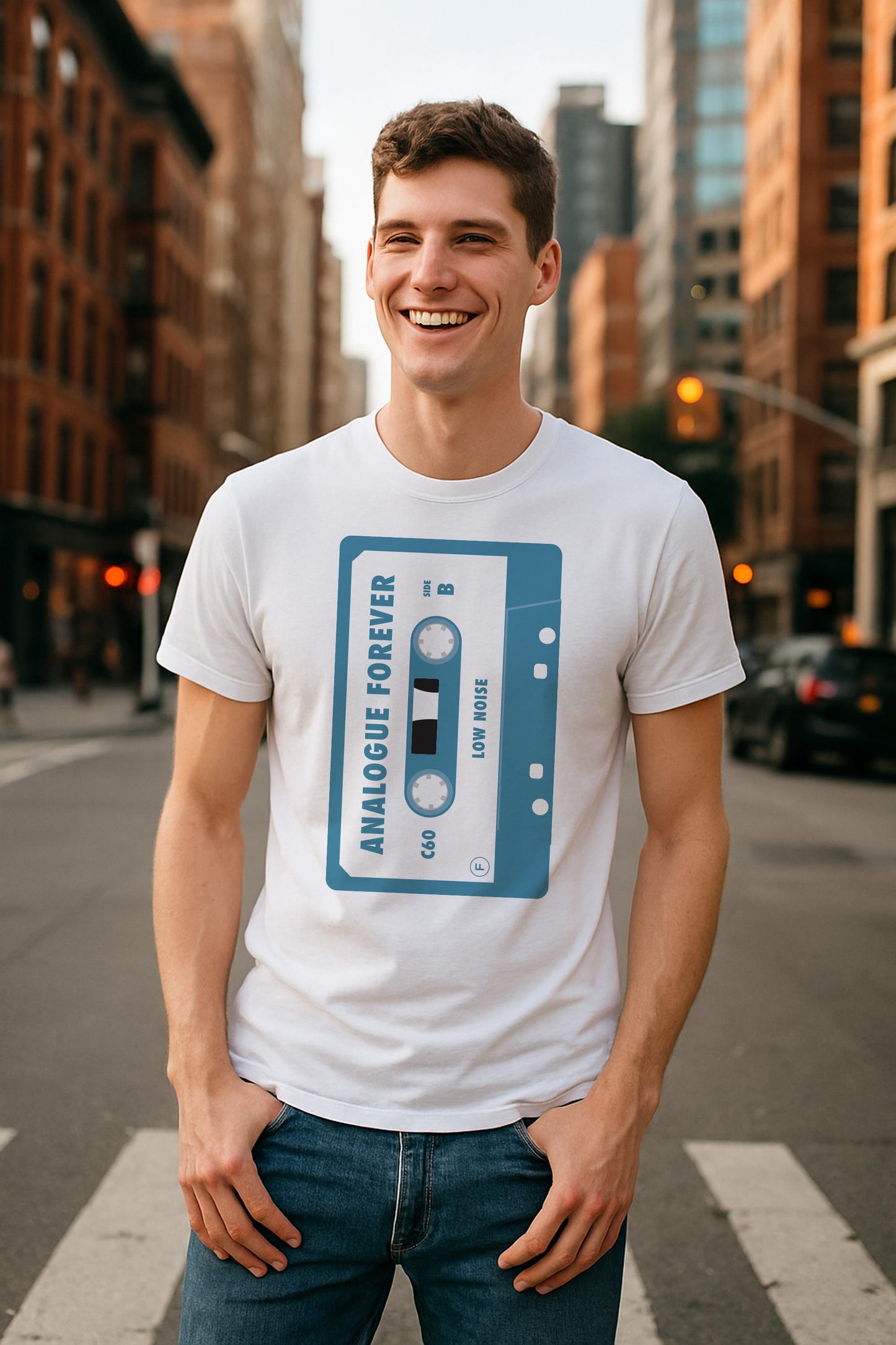 Retro Cassette Tape T-Shirt in Blue