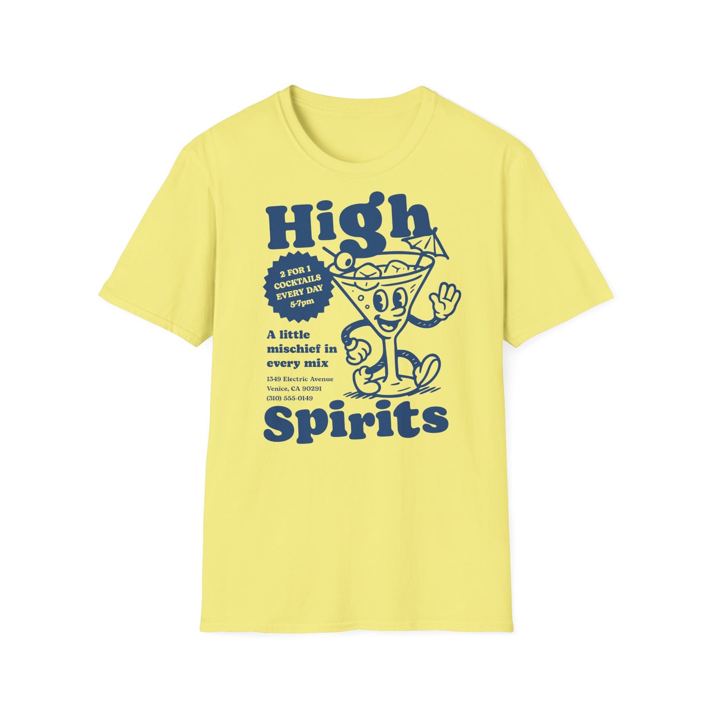 High Spirits Cocktail Cartoon T-Shirt